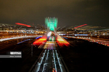 Milad, Azadi Towers lit with colors to mark Iran's Islamic Revolution Anniv