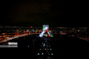 Milad, Azadi Towers lit with colors to mark Iran's Islamic Revolution Anniv