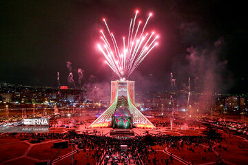 Milad, Azadi Towers lit with colors to mark Iran's Islamic Revolution Anniv