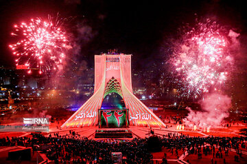 Milad, Azadi Towers lit with colors to mark Iran's Islamic Revolution Anniv