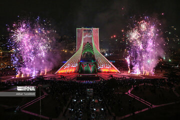 Milad, Azadi Towers lit with colors to mark Iran's Islamic Revolution Anniv