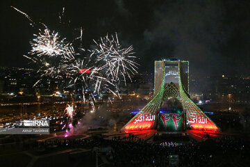 Milad, Azadi Towers lit with colors to mark Iran's Islamic Revolution Anniv