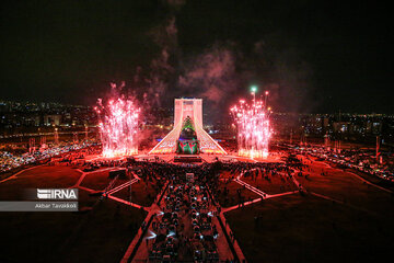 Milad, Azadi Towers lit with colors to mark Iran's Islamic Revolution Anniv