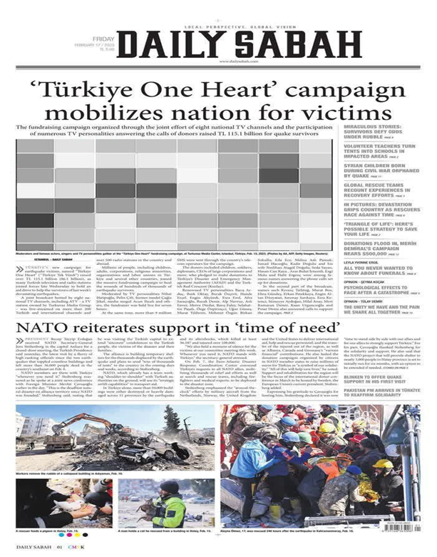 عناوین روزنامه‌های جهان؛کمپین رسانه‌ای یک صدا برای ترکیه ۱۱۵ میلیارد لیر جمع کرد