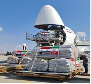 فرود دوازدهمین هواپیمای کمک های ایران به زلزله زدگان سوریه در فرودگاه حلب + فیلم