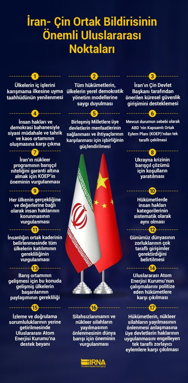 Çin ve İran Ortak Bildirisinin En Önemli Siyasi Noktaları