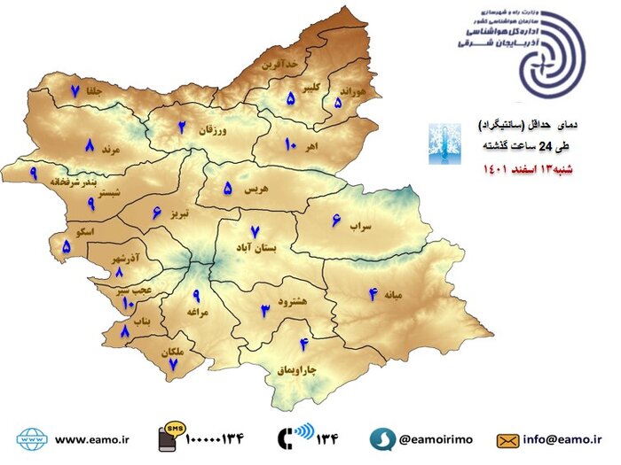 پیش بینی وزش باد شدید و خیزش گرد و خاک در آذربایجان شرقی