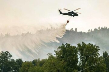 آماده‌باش مدیریت بحران مازندران؛ پرواز بالگردها برای پایش آتش‌سوزی احتمالی در جنگل‌ها