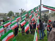 پرچم ایران در میادین اصلی گلستان به اهتزاز درآمد