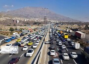 ترافیک در آزادراه های  البرز/بارش برف در جاده کرج -  چالوس