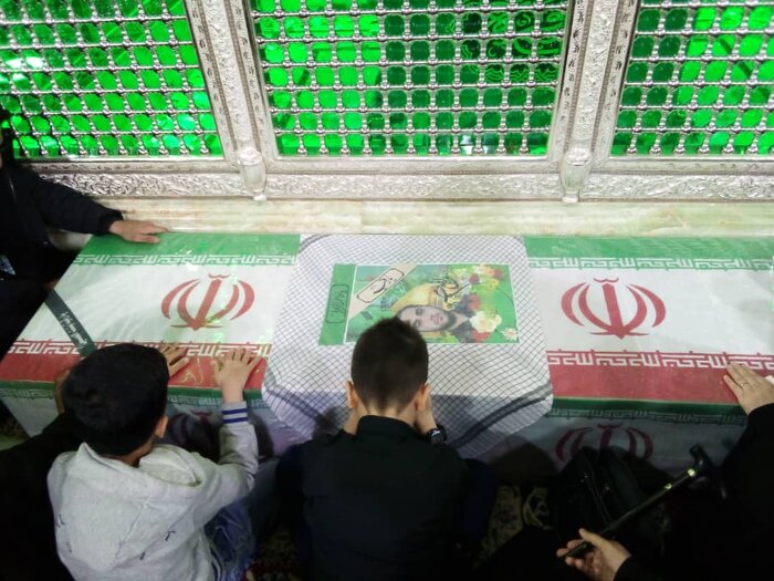 مراسم وداع با شهید مدافع حرم میلاد حیدری در حرم حضرت رقیه (س) برگزار شد + فیلم و عکس