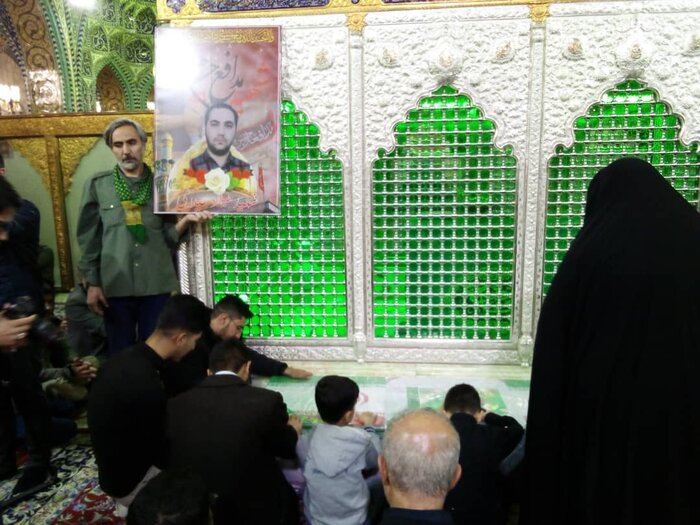 مراسم وداع با شهید مدافع حرم میلاد حیدری در حرم حضرت رقیه (س) برگزار شد + فیلم و عکس