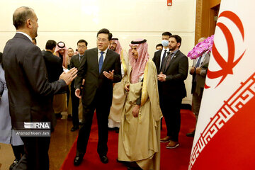 Le ministre iranien des Affaires étrangères, Hossein AmirAbdollahian, qui s'est rendu en Chine, a rencontré son homologue saoudien, Faisal bin Farhan, ce jeudi (6 avril 2023). (Photo : Ahmad Moini Jam)
