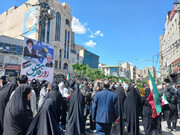 شهروندان شهر قدس با پرچم امام حسین (ع) با مظلومان فلسطین همدلی کردند