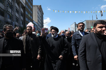 Journée d'Al-Qods : de nombreux responsables politiques, dont le président Raïssi, ont participé à la marche