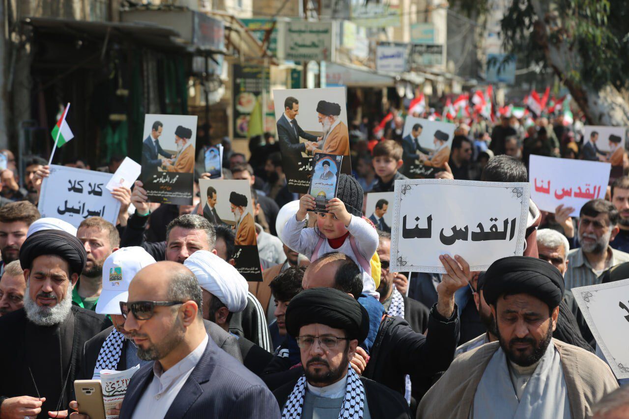 مراسم روز قدس در زینبیه دمشق در قاب تصویر
