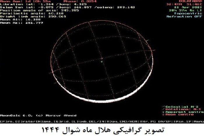 هلال ماه شوال غروب جمعه آتی به‌راحتی قابل مشاهده است