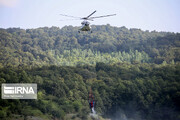 پرواز بالگردها برای پایش آتش‌سوزی احتمالی در جنگل‌های مازندران
