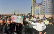 آیین وداع با شهید مدافع امنیت در اهواز برگزار شد