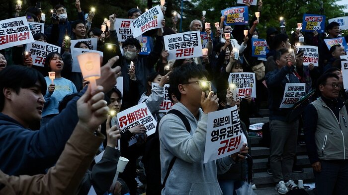اعتراض مردم کره جنوبی به سفر نخست وزیر ژاپن به سئول
