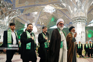 Replacement of flag of Imam Reza shrine in northeast Iran