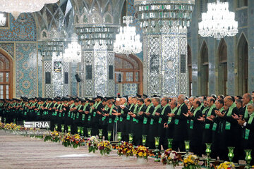 Replacement of flag of Imam Reza shrine in northeast Iran