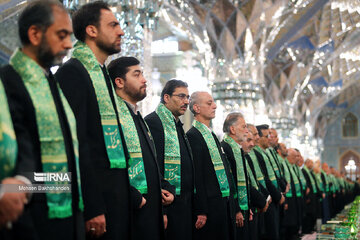 Replacement of flag of Imam Reza shrine in northeast Iran