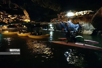 Tourists in Ali-Sadr Cave