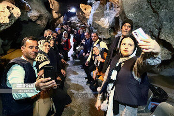 Tourists in Ali-Sadr Cave