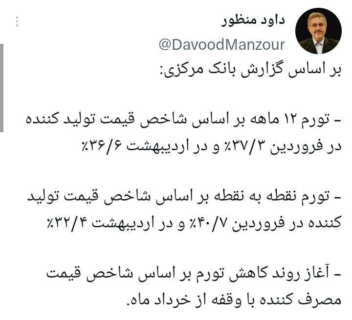 آغاز روند کاهشی تورم مصرفکننده از خرداد ماه/ کاهش ۸.۲ درصدی تورم نقطه به نقطه تولیدکننده