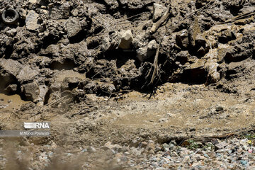 Damages by heavy flood in Chalus, northern Iran