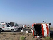واژگونی اتوبوس در آزادراه خرم آباد - اراک ۹ مصدوم برجا گذاشت