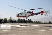 انتقال نوزادان دوقلو با بالگرد اورژانس به بیمارستان سبزوار 
