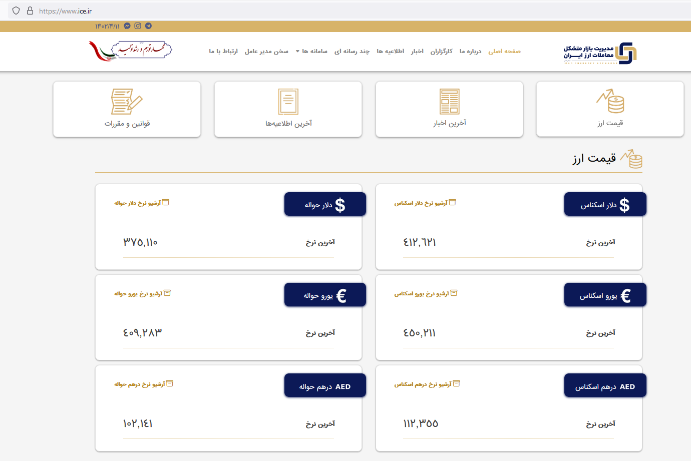 Continuation of stabilization of the dollar rate in the exchange center of Iran's currency and gold
