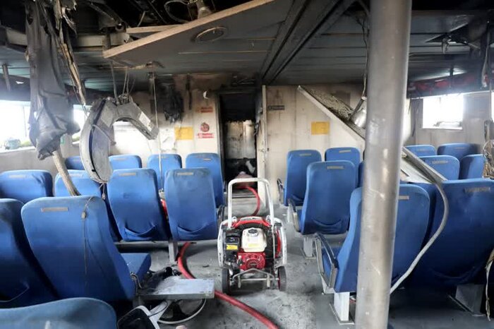 آتش سوزی در کشتی تفریحی کیش مهار شد + تصاویر