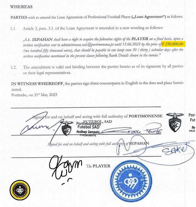 سپاهان با سند، مبلغ رضایتنامه نیازمند را اعلام کرد + عکس