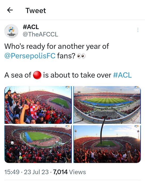 تعبیر AFC از هواداران پرسپولیس: «دریای سرخ در آستانه تسخیر لیگ قهرمانان»