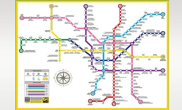 راهنمای خطوط نقشه مترو تهران