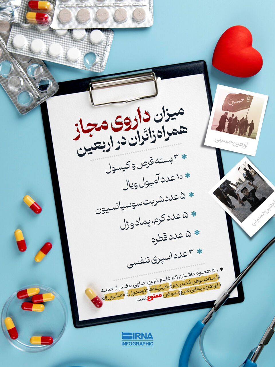 میزان داروی مجاز همراه زائران در اربعین میزان داروی مجاز همراه زائران در اربعین