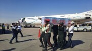 پیکر ٢ مامور انتظامی شهید حادثه تروریستی «تفتان» وارد فرودگاه مشهد شد
