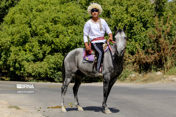 Horse riders on way to Imam Reza shrine