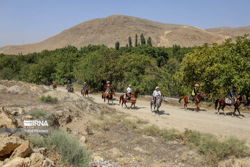 Horse riders on way to Imam Reza shrine