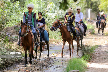 Horse riders on way to Imam Reza shrine