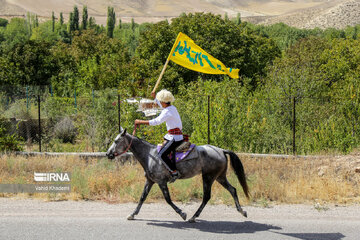 Horse riders on way to Imam Reza shrine