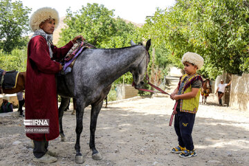 Horse riders on way to Imam Reza shrine