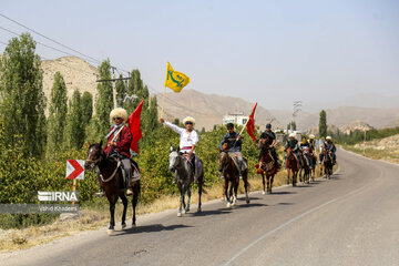 Horse riders on way to Imam Reza shrine