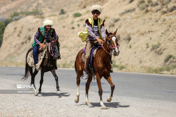 Horse riders on way to Imam Reza shrine