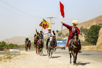 Horse riders on way to Imam Reza shrine