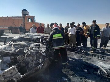 تصادف پنج خودرو  در محور بوکان - سقز، ۲ فوتی برجا گذاشت