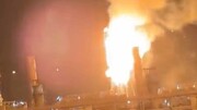 آتش‌سوزی در پالایشگاه بندر الاحمدی کویت + فیلم